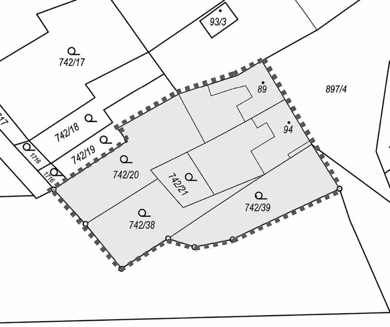 Prodej stavebních pozemků 1 544 m² s projektem dvou rodinných domů, Unčice – Pavlovice u Kojetína