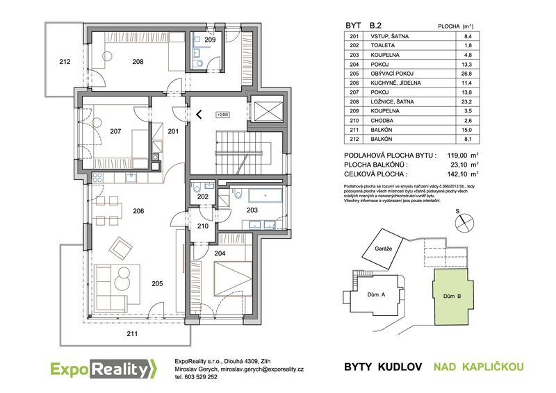 Byt B2 v novostavbě Nad Kapličkou na Kudlově