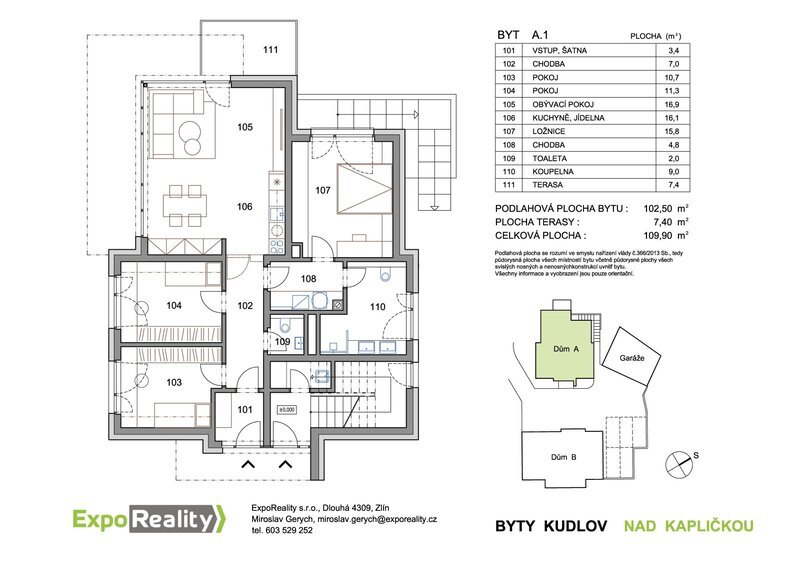 Byt A1 v novostavbě  Nad Kapličkou na Kudlově