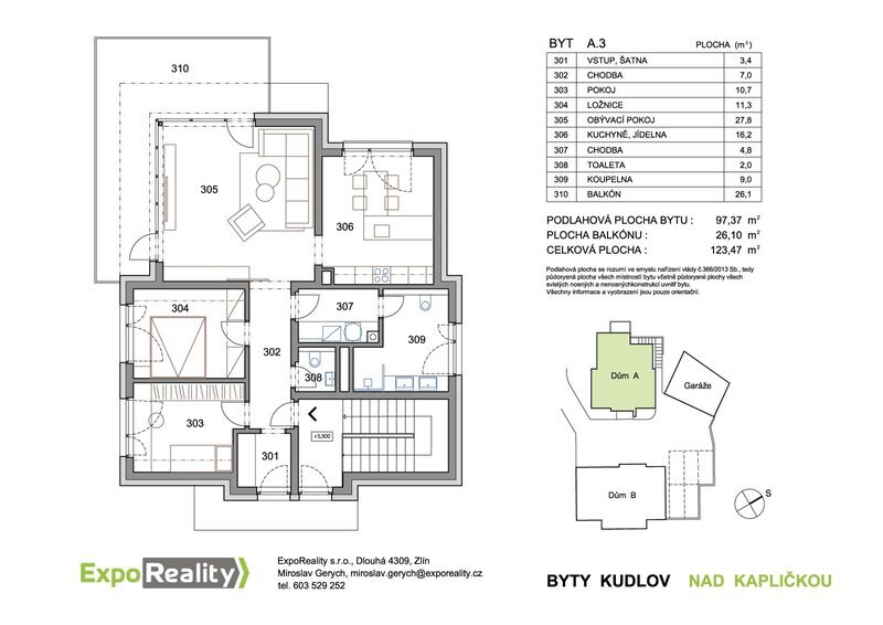 Byt A1 v novostavbě  Nad Kapličkou na Kudlově