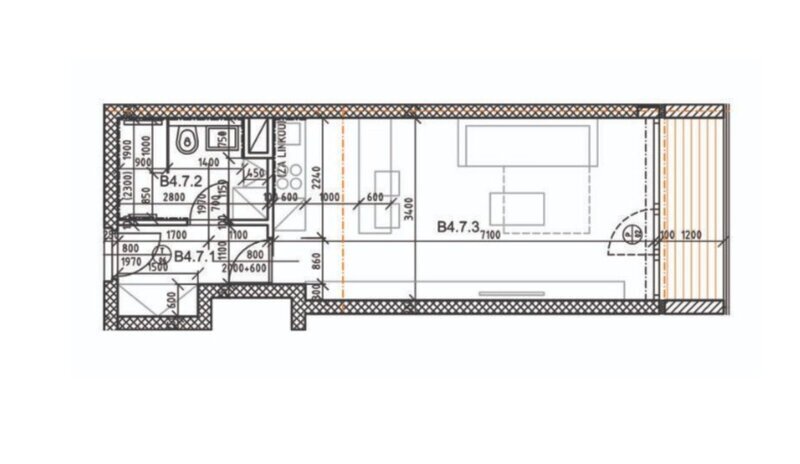 Pronájem bytu 1+kk s lodžií v centru města Zlín