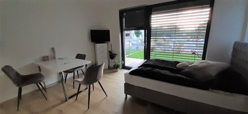 Pronájem 1+kk 28 m2, s terasou 7,30 m2 a předzahrádkou 16