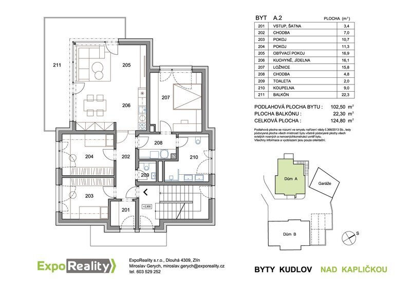 Byt A2 v novostavbě  Nad Kapličkou na Kudlově