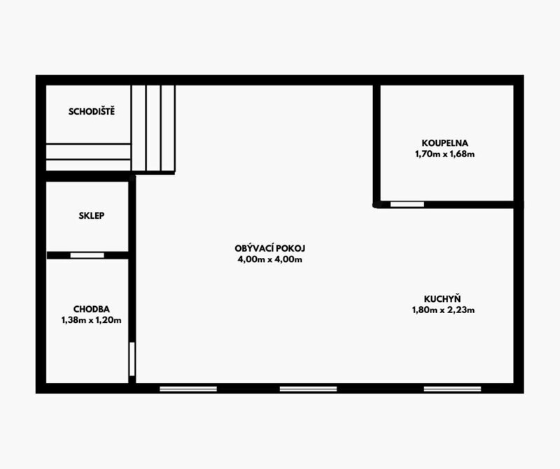 Prodej čtvrt domku 3+kk se zahradou a jedním parkovacím stáním – Zlín, Letná - ulice Kotěrova