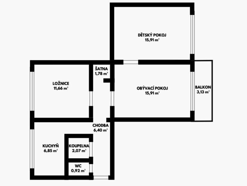 Prodej bytu 3+1 s balkonem – Zlín, Malenovice, ul. Husova